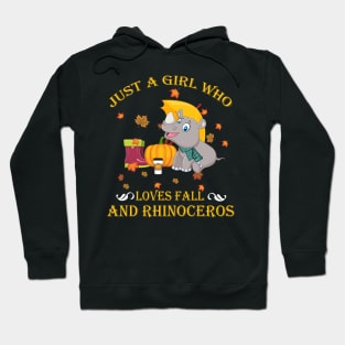 Just A Girl Who Loves Fall & Rhinoceros Thanksgiving Gift Hoodie